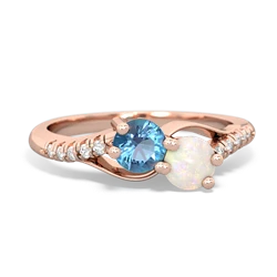 Blue Topaz Infinity Pave Two Stone 14K Rose Gold ring R5285