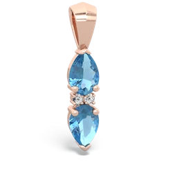 Blue Topaz Bowtie Drop 14K Rose Gold pendant P0865