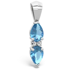 Blue Topaz Bowtie Drop 14K White Gold pendant P0865