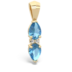 Blue Topaz Bowtie Drop 14K Yellow Gold pendant P0865