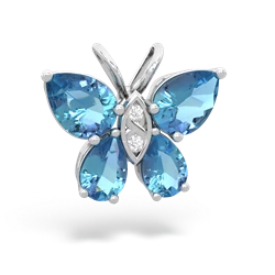 Blue Topaz Butterfly 14K White Gold pendant P2215