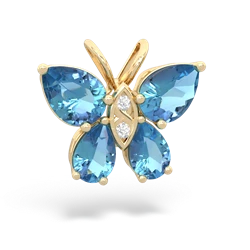 Blue Topaz Butterfly 14K Yellow Gold pendant P2215