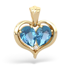 Blue Topaz Two Become One 14K Yellow Gold pendant P5330