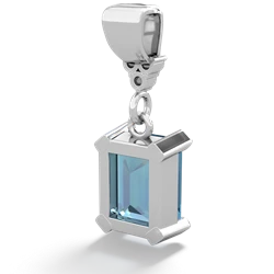 Blue Topaz Art Deco Dangle 14K White Gold pendant P1937