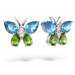 Blue Topaz Butterfly 14K White Gold earrings E2215