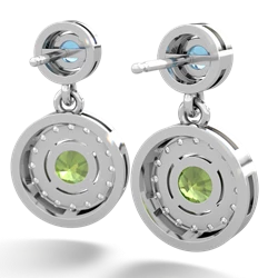 Blue Topaz Halo Dangle 14K White Gold earrings E5319