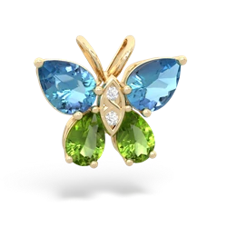 Blue Topaz Butterfly 14K Yellow Gold pendant P2215