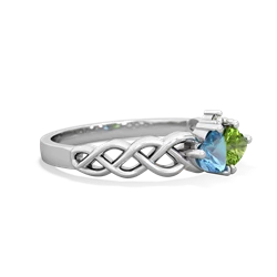 Blue Topaz Heart To Heart Braid 14K White Gold ring R5870