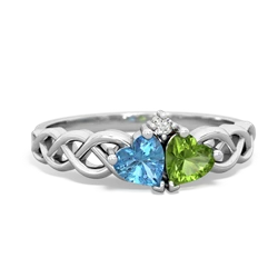 Blue Topaz Heart To Heart Braid 14K White Gold ring R5870