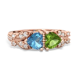 Blue Topaz Diamond Butterflies 14K Rose Gold ring R5601