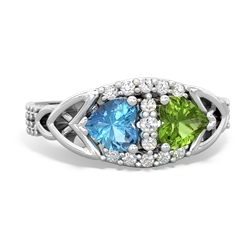 Blue Topaz Sparkling Celtic Knot 14K White Gold ring R2645