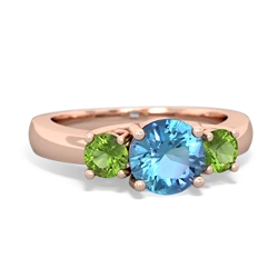 Blue Topaz Three Stone Round Trellis 14K Rose Gold ring R4018