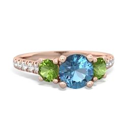 Blue Topaz Pave Trellis 14K Rose Gold ring R5500