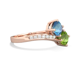 Blue Topaz Channel Set Two Stone 14K Rose Gold ring R5303