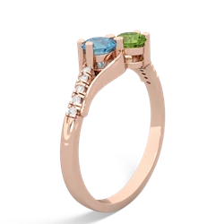 Blue Topaz Infinity Pave Two Stone 14K Rose Gold ring R5285