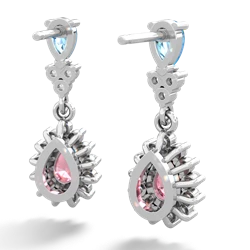 Blue Topaz Halo Pear Dangle 14K White Gold earrings E1882