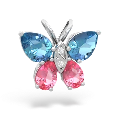 Blue Topaz Butterfly 14K White Gold pendant P2215