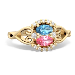 Blue Topaz Love Nest 14K Yellow Gold ring R5860