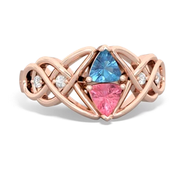 Blue Topaz Keepsake Celtic Knot 14K Rose Gold ring R5300