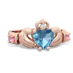 Blue Topaz Claddagh Keepsake 14K Rose Gold ring R5245