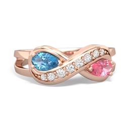 Blue Topaz Diamond Infinity 14K Rose Gold ring R5390