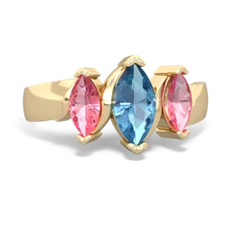 Blue Topaz Three Peeks 14K Yellow Gold ring R2433