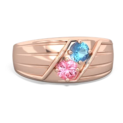 Blue Topaz Men's Streamline 14K Rose Gold ring R0460