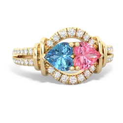 Blue Topaz Art-Deco Keepsake 14K Yellow Gold ring R5630