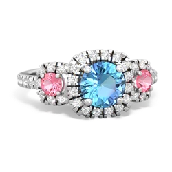 Blue Topaz Regal Halo 14K White Gold ring R5350