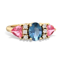 Blue Topaz Antique Style Three Stone 14K Yellow Gold ring R2186