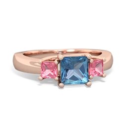 Blue Topaz Three Stone Trellis 14K Rose Gold ring R4015