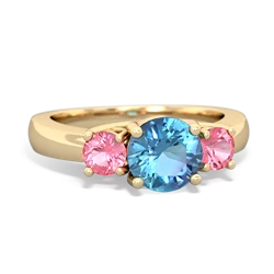 Blue Topaz Three Stone Round Trellis 14K Yellow Gold ring R4018