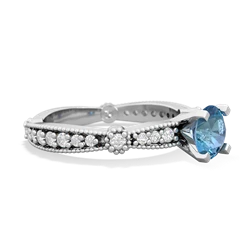 Blue Topaz Sparkling Tiara 6Mm Round 14K White Gold ring R26296RD