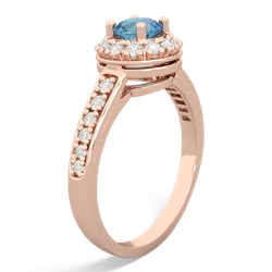 Blue Topaz Diamond Halo 14K Rose Gold ring R5370