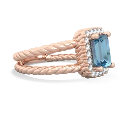 Blue Topaz Rope Split Band 14K Rose Gold ring R2628