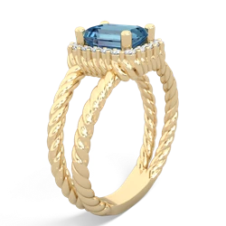 Blue Topaz Rope Split Band 14K Yellow Gold ring R2628