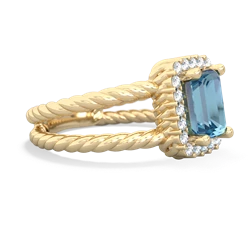 Blue Topaz Rope Split Band 14K Yellow Gold ring R2628