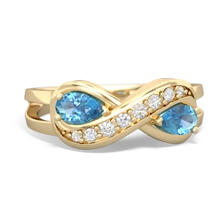 Blue Topaz Diamond Infinity 14K Yellow Gold ring R5390