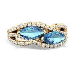 Blue Topaz Diamond Rivers 14K Yellow Gold ring R3070