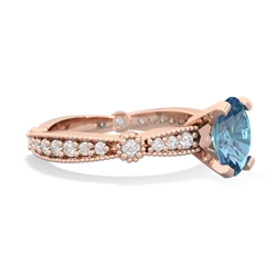 Blue Topaz Sparkling Tiara 8X6 Oval 14K Rose Gold ring R26298VL