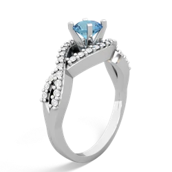 Blue Topaz Diamond Twist 5Mm Round Engagment  14K White Gold ring R26405RD