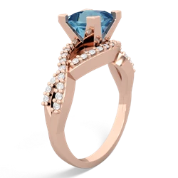 Blue Topaz Diamond Twist 6Mm Princess Engagment  14K Rose Gold ring R26406SQ