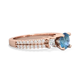 Blue Topaz Classic 6Mm Round Engagement 14K Rose Gold ring R26436RD