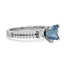 Blue Topaz Classic 6Mm Princess Engagement 14K White Gold ring R26436SQ