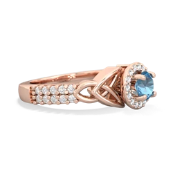 Blue Topaz Celtic Knot Halo 14K Rose Gold ring R26445RH