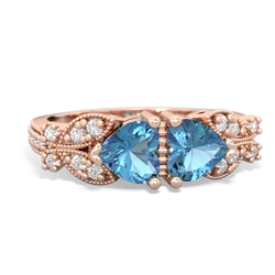 Blue Topaz Diamond Butterflies 14K Rose Gold ring R5601