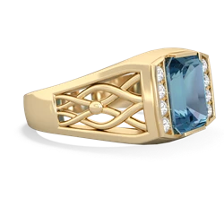 Blue Topaz Men's Vine 14K Yellow Gold ring R0490