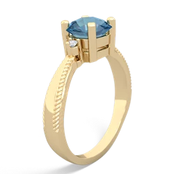 Blue Topaz Cushion Rope 14K Yellow Gold ring R2484