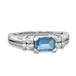 Blue Topaz Art Deco East-West 14K White Gold ring R2590