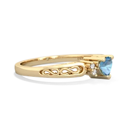 Blue Topaz Filligree Scroll Heart 14K Yellow Gold ring R2429